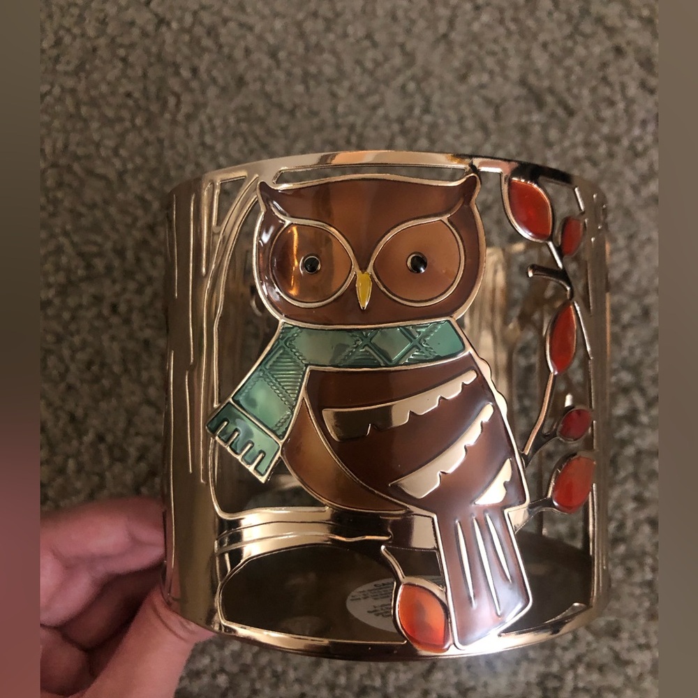 Bath and Body Works Three Wick Candle Holder Owl Design